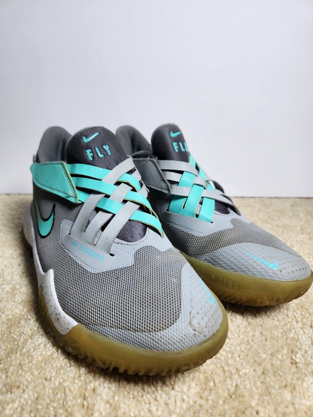 Nike Gray and Teal Slip-On Training Sneakers